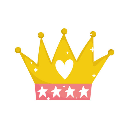 princess tale crown with hearts decoration cartoon vector illustration vector illustrationのイラスト素材