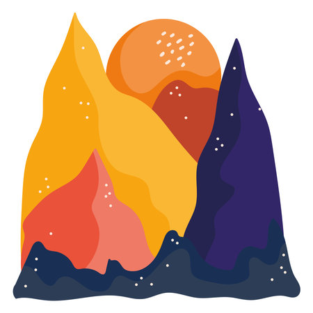 abstract landscape mountains sun contemporary style vector illustrationのイラスト素材
