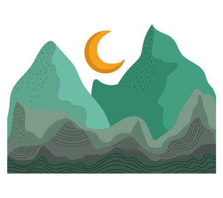 abstract landscape green mountains field vector illustrationのイラスト素材