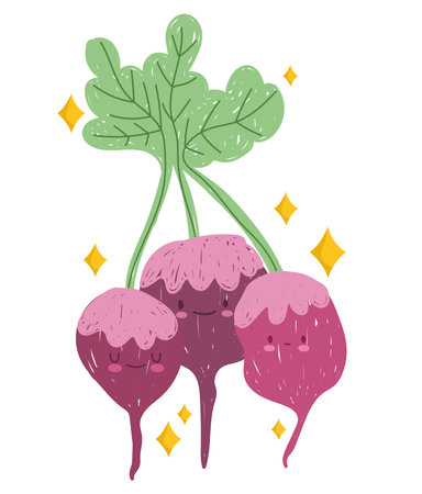 cartoon bunch beetroot vegetable cheerful food mascot icon vector illustrationのイラスト素材