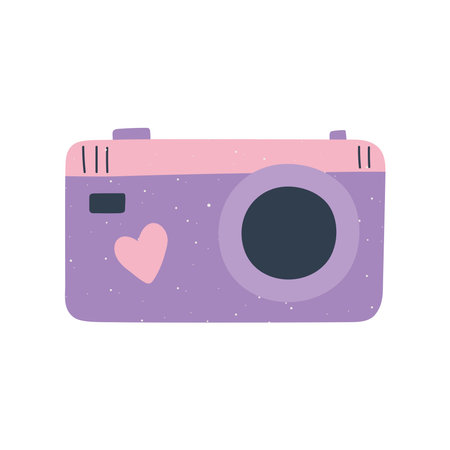 camera with heart love and romance in cartoon style vector illustrationのイラスト素材