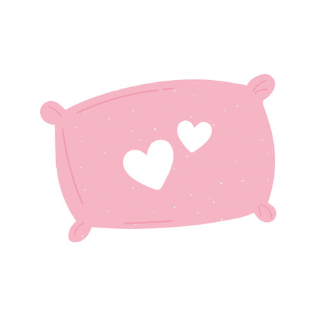 pink cushion with hearts love and romance in cartoon style vector illustrationのイラスト素材