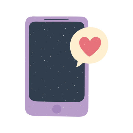 smartphone message love and romance in cartoon style vector illustrationのイラスト素材