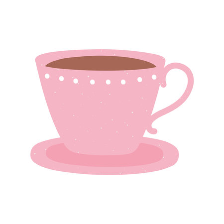 coffee cup in dish beverage icon in cartoon style vector illustrationのイラスト素材