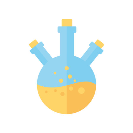 chemistry laboratory equipment glass flask science flat style vector illustrationのイラスト素材