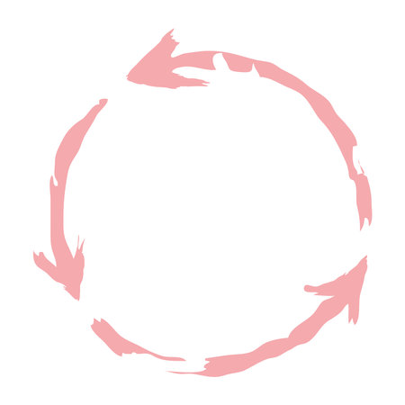 arrows shape circle pink color sketch and doodle design vector illustrationのイラスト素材