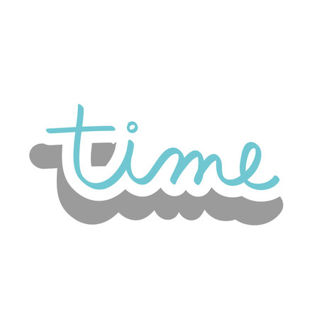Time word sticker design, second deadline measure countdown and object theme Vector illustrationのイラスト素材