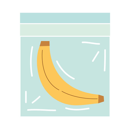 banana fruit in plastic bag design of healthy organic food theme Vector illustrationのイラスト素材
