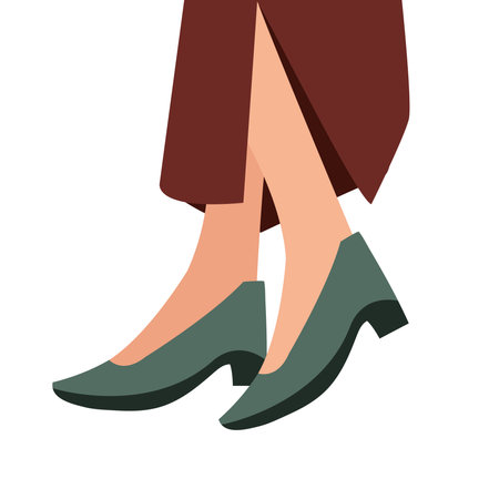 female trendy green shoes design, Cloth fashion style wear and store theme Vector illustrationのイラスト素材