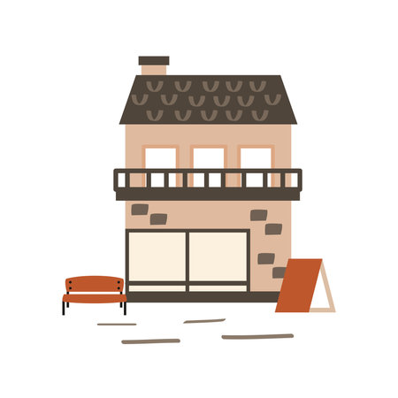 Brown store with banner design of shop retail market and buy theme Vector illustrationのイラスト素材