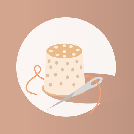 thimble with needle in circle design, Embroidery weaving and sewing theme Vector illustrationのイラスト素材