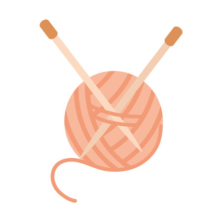 yarn ball with needles design, Embroidery weaving and sewing theme Vector illustrationのイラスト素材