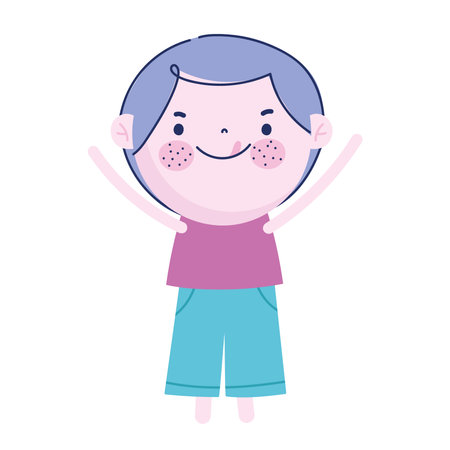 boy cartoon character standing on white background vector illustrationのイラスト素材