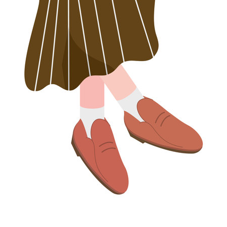 female trendy brown shoes design, Cloth fashion style wear and store theme Vector illustrationのイラスト素材