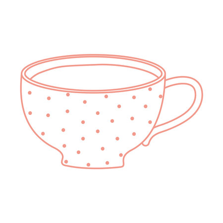 tea and coffee dotted cup icon line style vector illustrationのイラスト素材