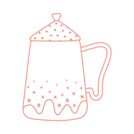 tea and coffee kettle breakfast icon line style vector illustrationのイラスト素材