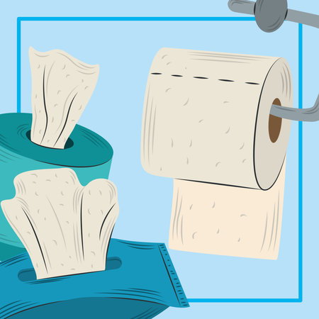 toilet paper, disposables paper in boxes hygiene design vector illustrationのイラスト素材