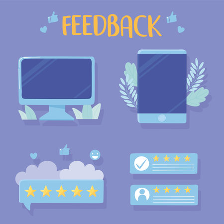 computer smartphone rating and feedback apps vector illustrationのイラスト素材