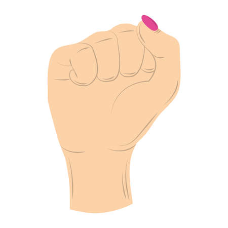 female hand raised in fist, womens day vector illustrationのイラスト素材