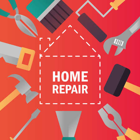 home repair construction renovation tools and equipment vector illustrationのイラスト素材