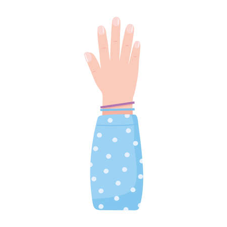 raised hand female showing fingers cartoon vector illustrationのイラスト素材