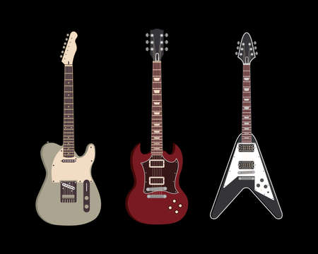 electric guitar musical instruments on black background vector illustrationのイラスト素材