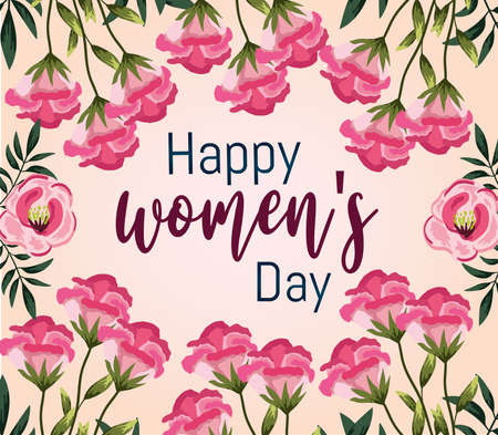 happy womens day floral card flowers decoration background vector illustrationのイラスト素材