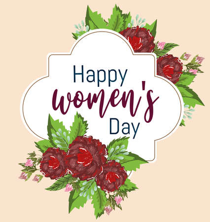 womens day decoration lettering flowers composition for romantic design vector illustrationのイラスト素材