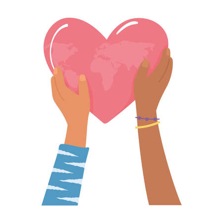 two hands with heart vector illustrationのイラスト素材