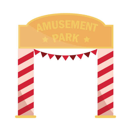 entrance with pennants amusement park carnival flat design vector illustrationのイラスト素材