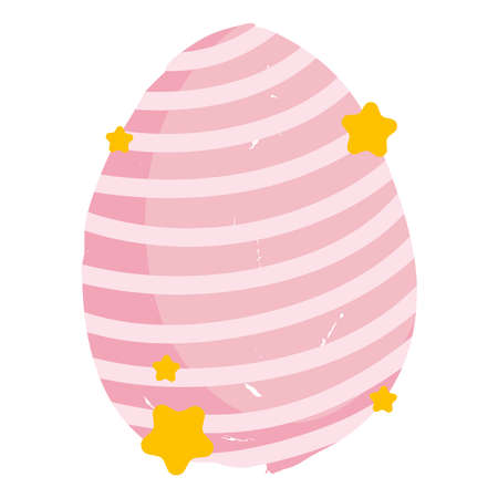 happy easter striped egg decoration stars vector illustration isolated white backgroundのイラスト素材
