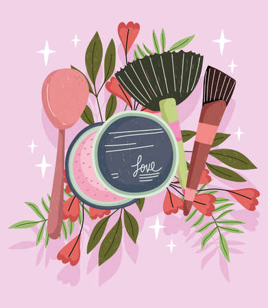 product for health and skin care fresh herbs cartoon vector illustrationのイラスト素材