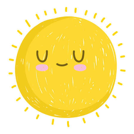 cute sun summer weather vector illustration white backgroundのイラスト素材