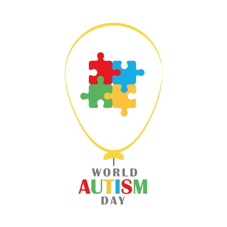 world autism day balloon with puzzles idea vector illustrationのイラスト素材