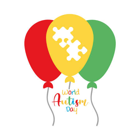 autism awareness day balloons with puzzles vector illustrationのイラスト素材