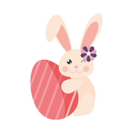 easter bunny flower egg cartoonのイラスト素材