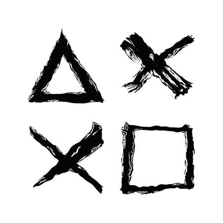 set grunge geometric shapes blackのイラスト素材