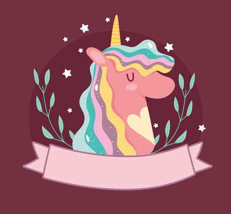 unicorn lovely portrait foliage natureのイラスト素材
