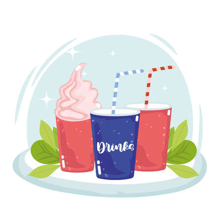 fast food drinks ice creamのイラスト素材
