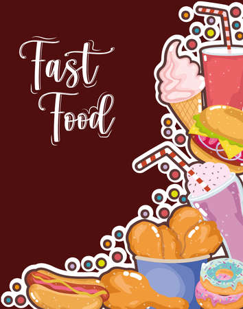 fast food tasty menu unhealthyのイラスト素材