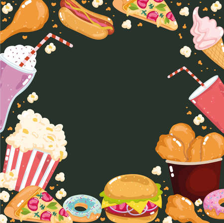 fast food menu collection backgroundのイラスト素材