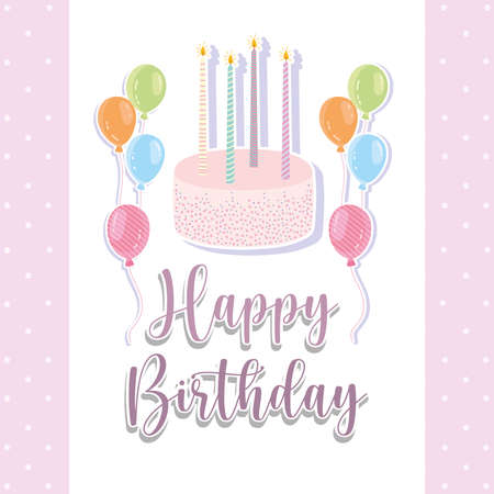 Happy Birthday cake balloons card