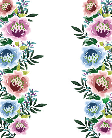 flowers foliage watercolor decorative backgroundのイラスト素材