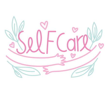 self care handwritten hearts loveのイラスト素材