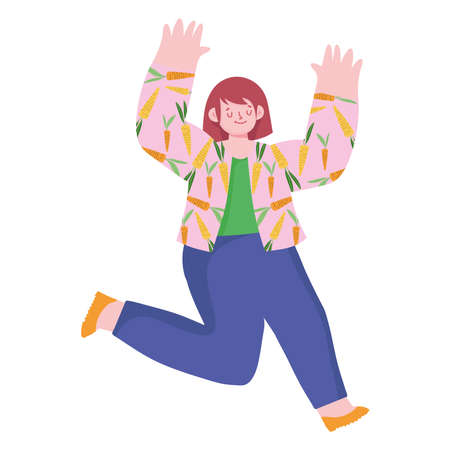 woman happy celebrating character isolatedのイラスト素材