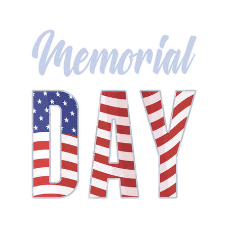 memorial day lettering with flagのイラスト素材