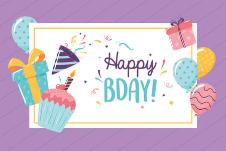 happy bday greeting card celebrationのイラスト素材