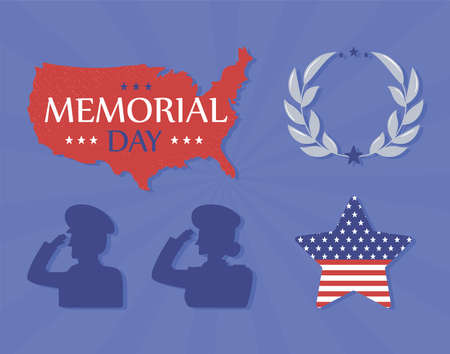memorial day soldiers flag embelmのイラスト素材