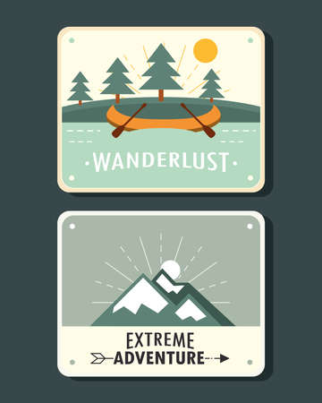 wanderlust extreme adventure banner styleのイラスト素材