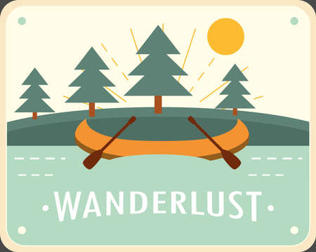 wanderlust rafting adventure landscape bannerのイラスト素材
